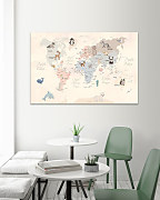 Obraz Zvieratká na mape sveta 1880